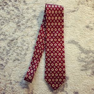 Red & brown shield dotted Lands’ End silk tie